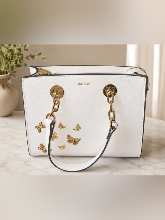 Aldo Handbags - Aldo White Satchel with Gold Butterfly Accents